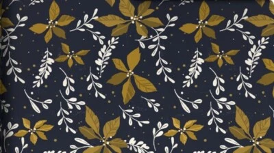 Hallmark Wrapping Paper Gold Poinsettias on Navy Blue 35 sq ft Roll Holiday Gift - Image 1 of 4