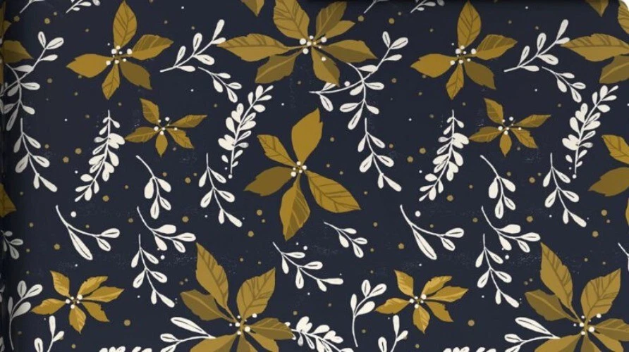 Hallmark Wrapping Paper Gold Poinsettias on Navy Blue 35 sq ft Roll Holiday Gift - Image 1 of 4
