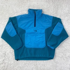 VTG North Face Jacket Mens Small Blue Teal 1/4 Zip Tech Fleece USA Made Men S - Picture 1 of 13