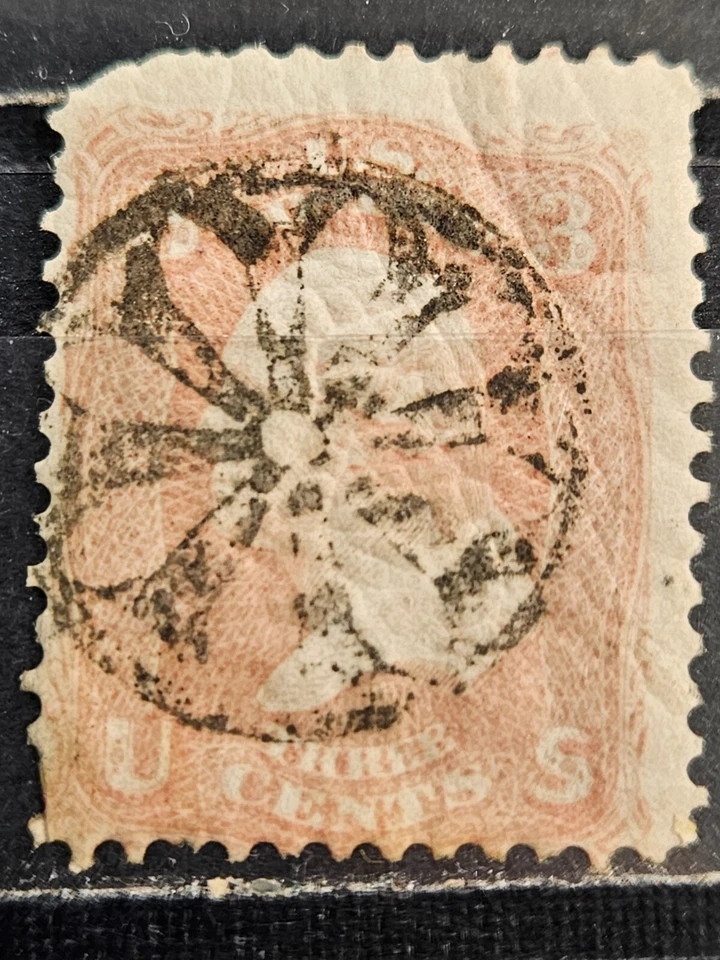 US Stamp Sc 65, 3c Washington, Extremely Rare Fancy Cancel, Used F/VF (504U512) - Image 1 of 1