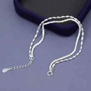 Women 925 Sterling Silver Bracelet Bangle Bean Beads Chain Ladies Jewellery Gift - Picture 1 of 8