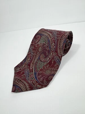 Paul Stuart Silk Tie 3.5” Men's 56” Red Blue Green Paisley Office VTG Luxury - Image 1 of 4