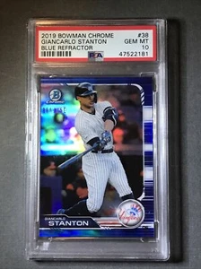 2019 BOWMAN CHROME GIANCARLO STANTON BLUE REFRACTOR SP / 150 - Picture 1 of 7