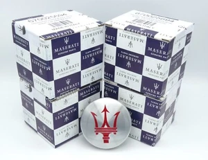 4 X 60MM MASERATI QUATTROPORTE M156 2014+ SILVER RED WHEEL CENTRE CAPS 670025694 - Picture 1 of 3