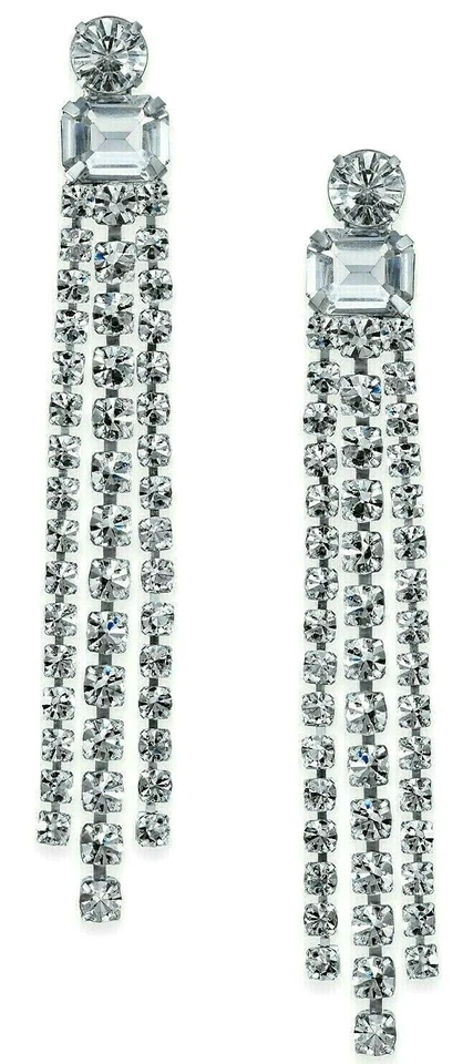 Kate Spade New York Glitzville Earrings 3" Crystal Fringe Chandelier Dangle Drop - Image 1 of 1