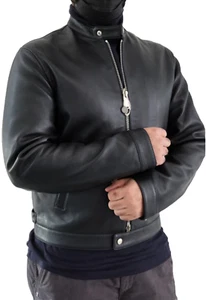 DSQUARED2 BNWT CAFE RACER OVINE LEATHER JACKET-BLACK EU52/US42/XL (XL/XL+) - Picture 1 of 9