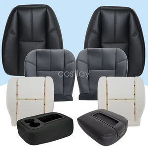For 2007-2014 GMC Sierra 1500 2500 3500 HD Front Side Seat Cover Black Leather - Picture 1 of 187
