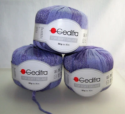 Gedifra Delave Vicose Silk Blend Light Purple Yarn 3 50Gram Balls  Italy - Image 1 of 4