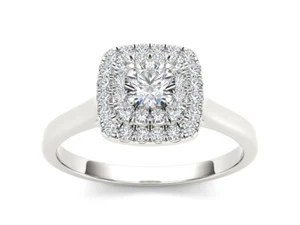 10K White Gold 1/2ct TDW Diamond Double Halo Engagement Ring - Picture 1 of 7