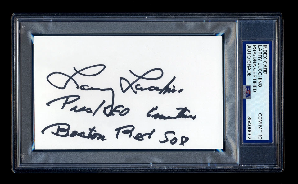 LARRY LUCCHINO SIGNED MINT INDEX CARD PSA/DNA AUTOGRAPHED RED SOX CEO WSC HOF - Image 1 of 1