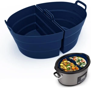 Silicone Slow Cooker Divider Liners, 2 Pack, Blue, 8 Quart, Foldable, Dishwasher - Picture 1 of 8