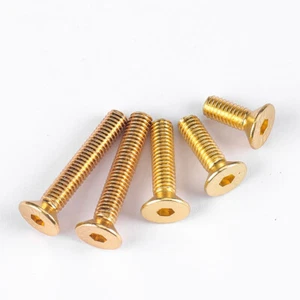 M2-M5 Countersunk Hex Socket Allen Bolts DIN 7991 Screws Gold Titanium Plated - Picture 1 of 6