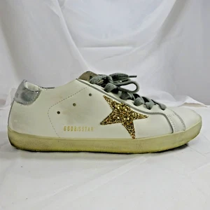 Size 9.5 Whte Golden Goose Superstar Shoes Gold Star Includes Extra Inserts, Bag - Picture 1 of 12
