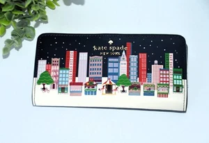 PORTAFOGLIO NUOVO CON ETICHETTE KATE SPADE WONDERS GRANDE SLIM BILFOLD MULTI NATALE KE695 - Foto 1 di 7