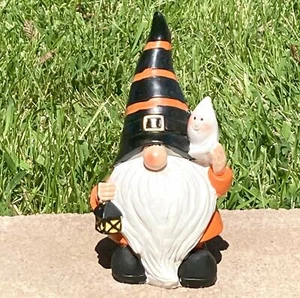 Halloween Garden Gnome Ghost Lantern Figurine Decoration Collectiible - Picture 1 of 6