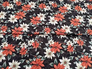 New 100% Cotton - JO ANNE Fabrics Makers Holiday Red/White Poinsettia Design - Picture 1 of 4