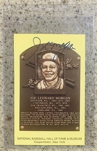Joe Morgan 5x7 Signed Autograph Hall of Fame Cooperstown Plaque Postcard MLB - Picture 1 of 2