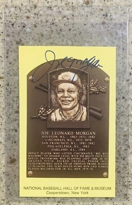 Джо Морган 5 x 7 подписанный автограф Зал славы Cooperstown табличка открытка MLB - Изображение 1 из 2