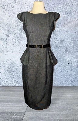 XOXO Charcoal Gray Business PEPLUM Dress Stretch Sleeveless Juniors Sz 5/6 BELT - Image 1 of 4