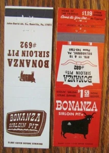 BONANZA RESTAURANT MATCHBOOK COVERS: SELINSGROVE PENNSYLVANIA MATCHCOVERS -E18 - Picture 1 of 1