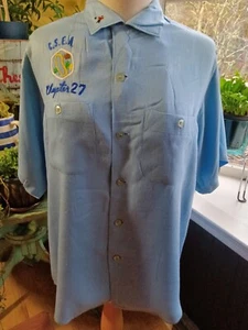 Vintage Men's Bowling Shirt Light Blue CSEA Chapter King Louie by Holiday Size L - Picture 1 of 14