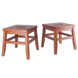 Winsome Kaya 2-Pc Conductor Stool Set, Teak Finish - Picture 1 of 7