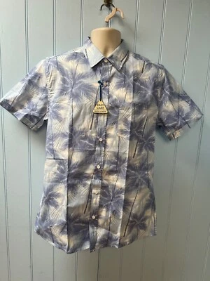 Camisa hawaiana azul abotonada Haggar Clothing de fácil cuidado para hombre talla L Foto 1 de 4