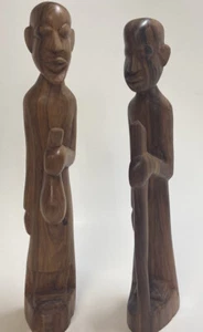 Vintage afrikanischer handgeschnitzter Teakholz Ureinwohner Spazierstock und Krug Figuren - Bild 1 von 10