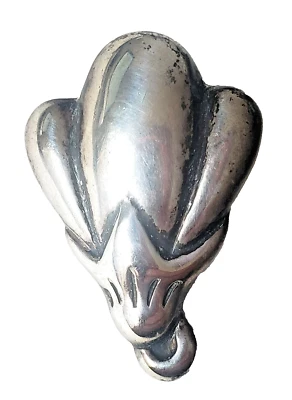 Flor de tulipán One Héctor Aguilar ~ Botón de plata esterlina mexicana vintage México Foto 1 de 4