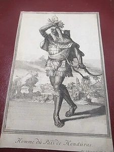 ADRIAN SCHOONEBEEK "HOMME DU HONDURAS" 1690-1700 Gravure AMERIQUE DU SUD Rare - Bild 1 von 3