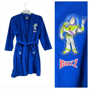 Disney Buzz Lightyear Kids Robe Plush Fleece Blue Bathrobe Belted Boys Toy Story - Picture 1 of 10