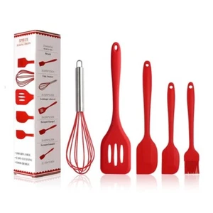 5Pcs Heat Resistant Food Silicone Home and Kitchen Utensils Cooking Spatula Set - Picture 1 of 8