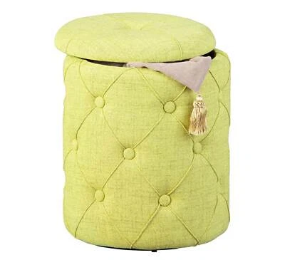 Hocker YAPAK Polsterhocker mit Stoffbezug in Grün und Knopfheftung - Bild 1 von 4