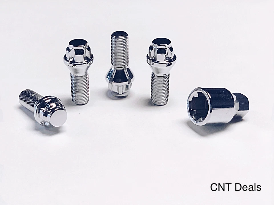 Set of 14x1.25 28mm Chrome Wheel Lug Bolt Locks 2014-2018 BMW 4 Series Cone Seat - Image 1 of 1