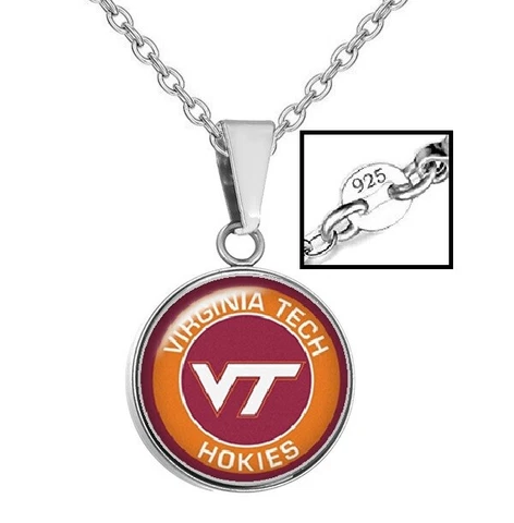 Virginia Tech Hokies Mens 925 Sterling Chain Necklace University State Gift A1 Cover
