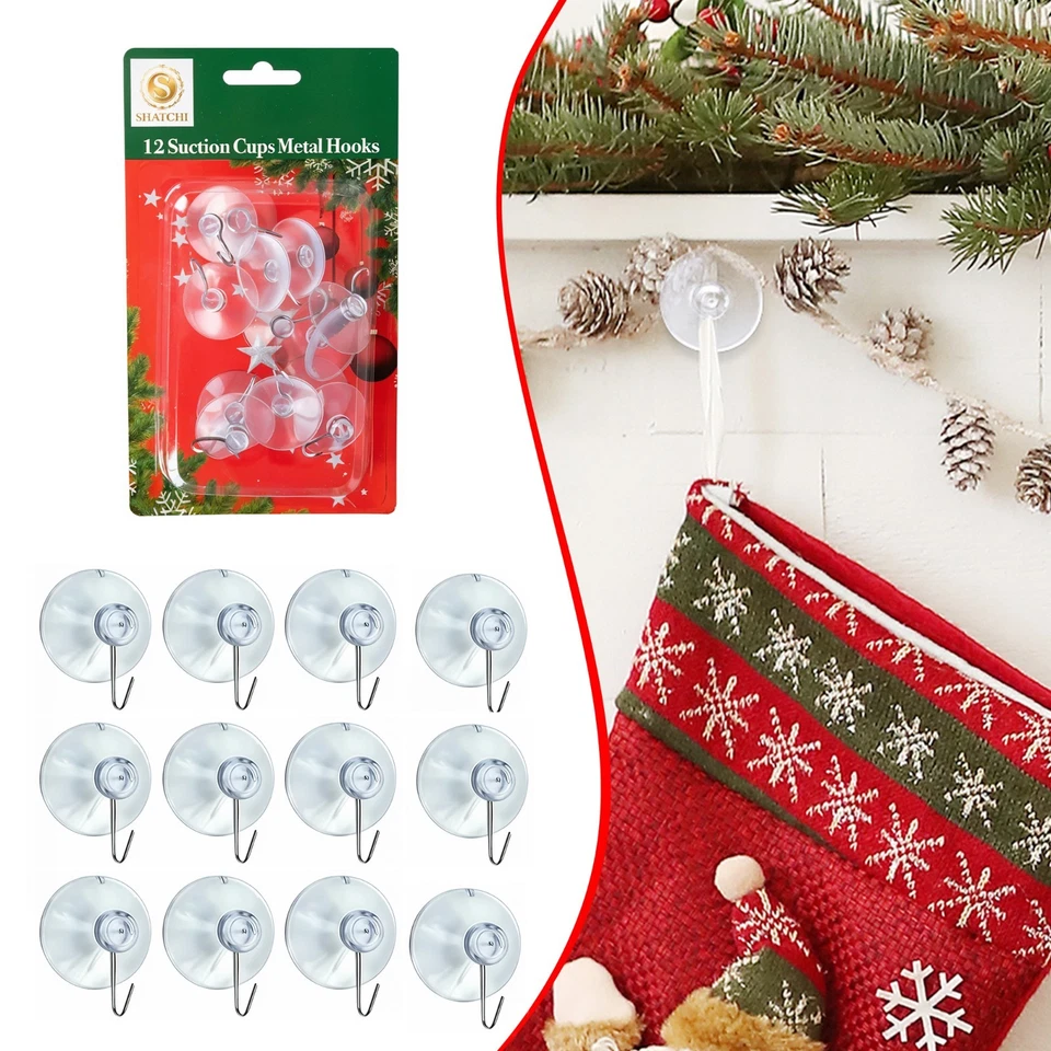 Trasparente Ventosa Ganci Forte Vetro Finestra Natale Decorazioni Plastica - Immagine 1 di 4