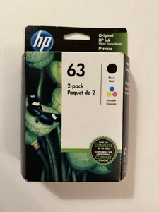 HP 63 Czarny trójkolorowy wkład atramentowy 2-pak Oryginalny zapieczętowany Exp 08/21 - Zdjęcie 1 z 2