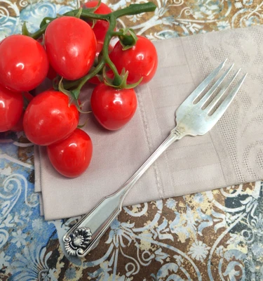 Frank Smith Fiddle Shell Auden Salad Fork  6 ⅝" Silverware Cutlery  F.W. Smith - Image 1 of 4