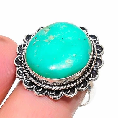 Zitronen-Chrysopras-Edelstein-Ring handgefertigt einzigartig Hochzeitsgeschen... - Bild 1 von 4