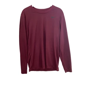 Nike Shirt Mens Size Medium Dri Fit Long Sleeve Maroon Black Swoosh Gym Athletic - Picture 1 of 7