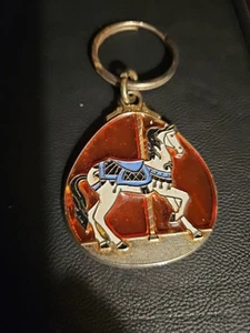 Vintage Pferd Karussell Schlüsselanhänger - Keychain - Messing & Acryl Buntglas - Bild 1 von 6