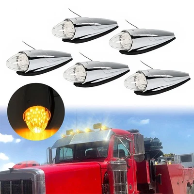 5x 17 LED Torpedo Cab Roof Top Marker Lights Kit For Kenworth Peterbilt Truck - Image 1 of 4