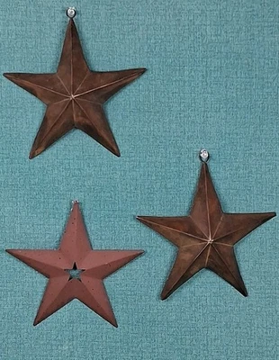3 Vintage Rustic Metal Country Barn Star  Primitive Wall Décor 6-7" Texas - Image 1 of 4