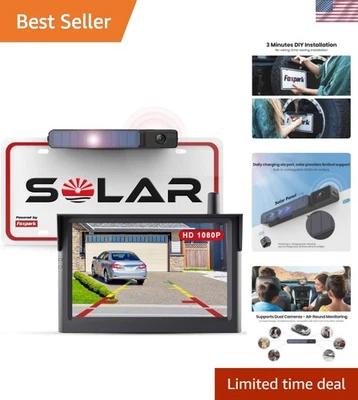 Wide Angle Solar Backup Camera System - 1080P Monitor for Ultimate Safety - Image 1 of 4