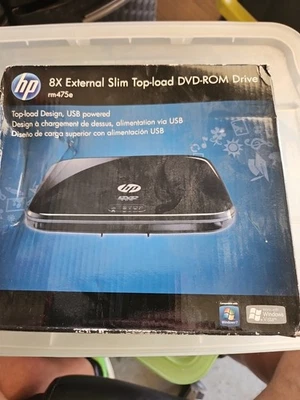 HP 8X External Slim Top-Load DVD-ROM Drive USB rm475e *READ DESCRIPTION* - Image 1 of 3