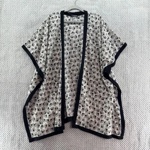 Karl Lagerfeld Kimono Womens One Size Black White Karl Fan Kover Up Duster - Picture 1 of 11