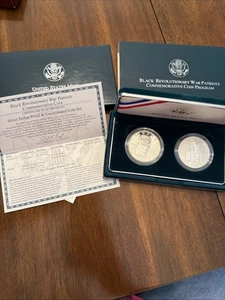 Two 1998 Black Revolutionary War Patriots Silver Dollars, Uncirculated and Proof - Picture 1 of 2