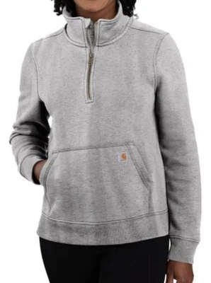 NUEVO CON ETIQUETAS $50 Carhartt Mujer Calce Relajado Peso Medio Cremallera Sudadera Gris Pequeña Foto 1 de 4