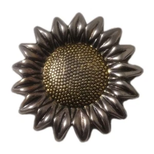 Beste Vintage Sonnenblume Brosche Anstecknadel Gold & Silbertöne signiert - Bild 1 von 3