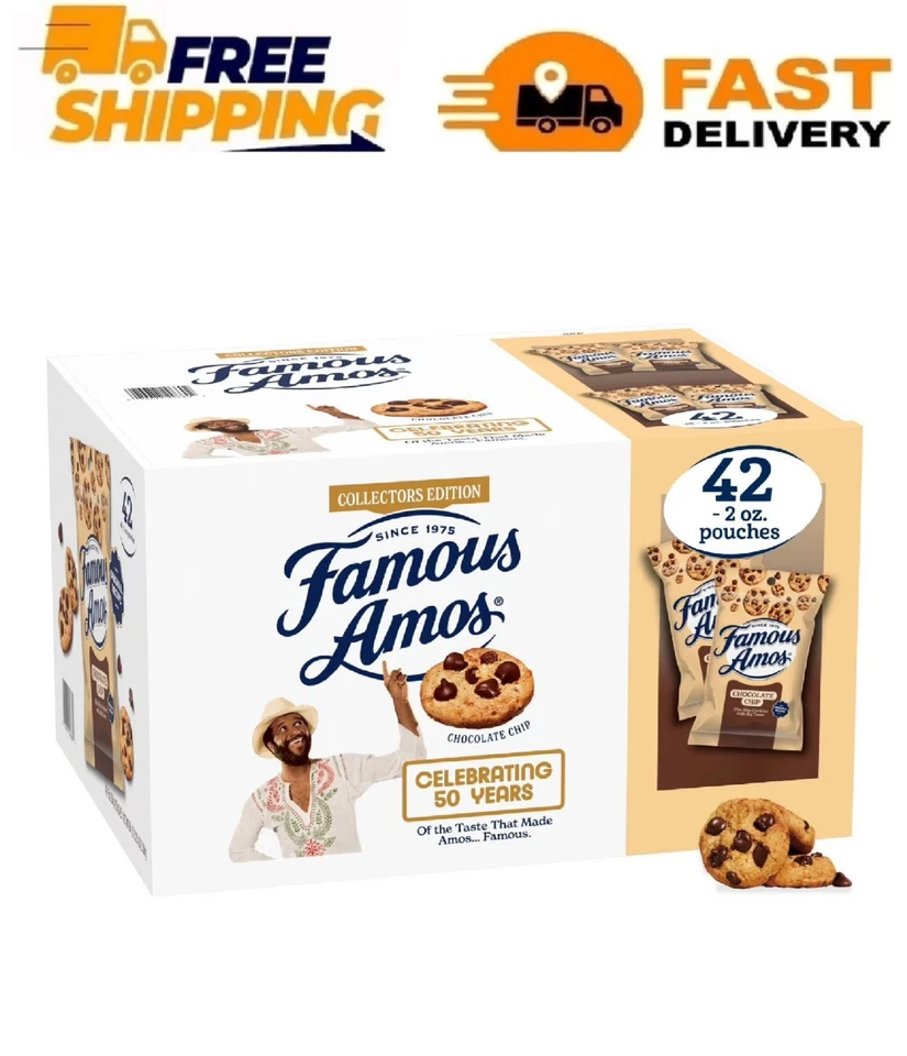 Keebler 827554 Famous Amos Cookies Chocolate Chip 2 Oz Snack Pack 42